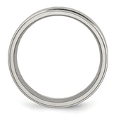 Titanium Unisex Ridged Edge Wedding Band Polished Comfort Fit, Engravable